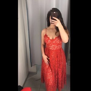 Red lace dress
